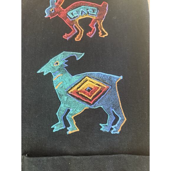 Carol Wilcher Originals Southwest Black Denim Long Vest Sz M Handpainted Signed - Picture 8 of 11